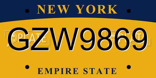 GZW9869 New York License Plate