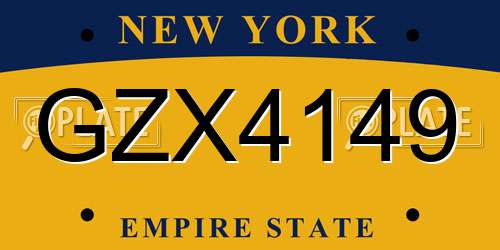 GZX4149 New York License Plate