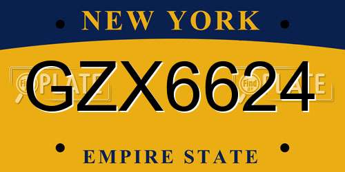 GZX6624 New York License Plate