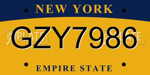 GZY7986 New York License Plate