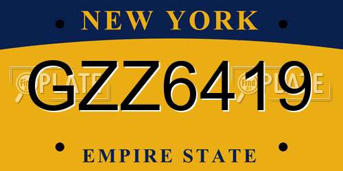 GZZ6419 New York License Plate