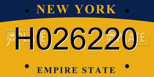 H026220 New York License Plate