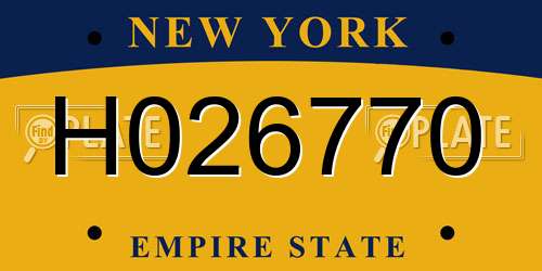 H026770 New York License Plate