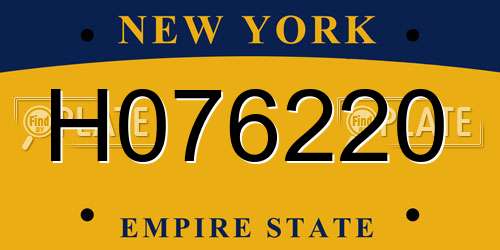 H076220 New York License Plate