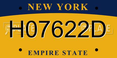 H07622D New York License Plate