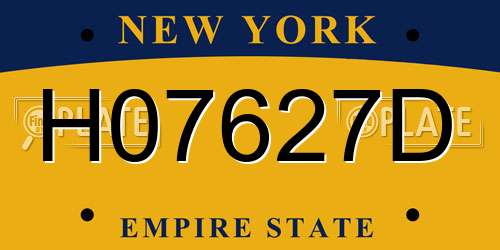 H07627D New York License Plate