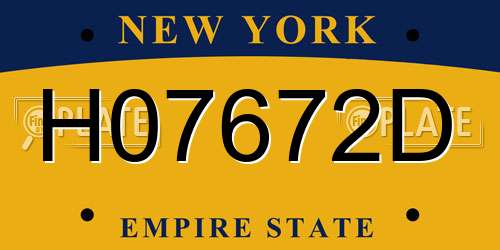 H07672D New York License Plate