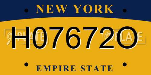 H07672O New York License Plate