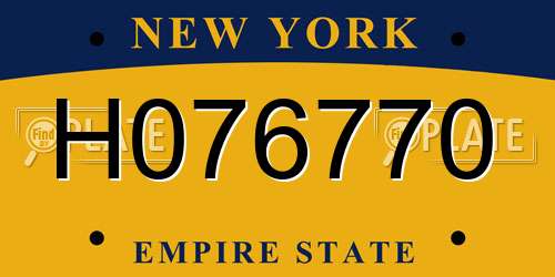 H076770 New York License Plate