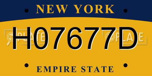 H07677D New York License Plate