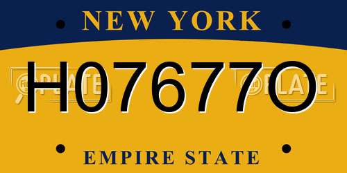 H07677O New York License Plate