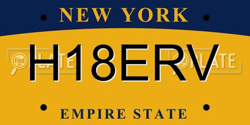 H18ERV New York License Plate