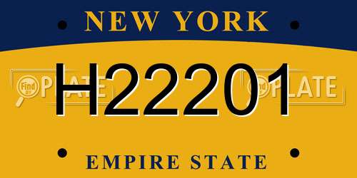 H22201 New York License Plate