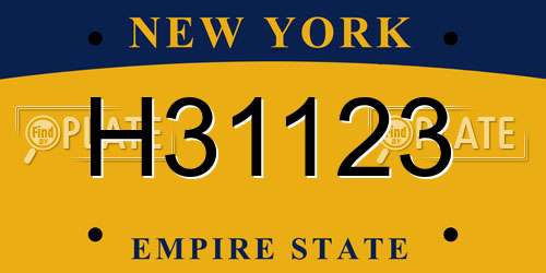 H31123 New York License Plate