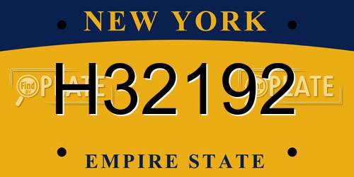 H32192 New York License Plate