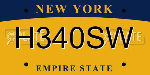 H340SW New York License Plate