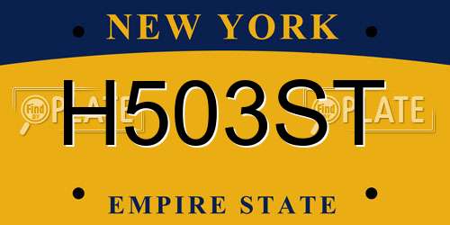 H503ST New York License Plate
