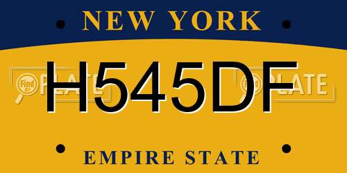 H545DF New York License Plate