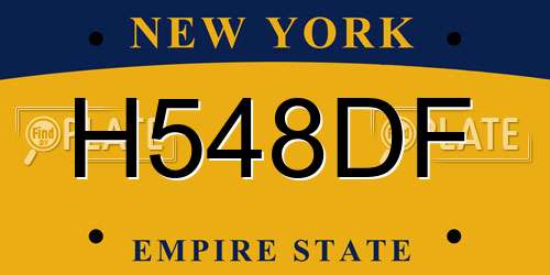 H548DF New York License Plate