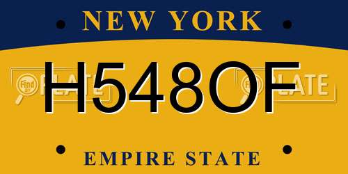 H548OF New York License Plate