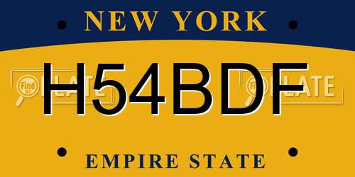 H54BDF New York License Plate