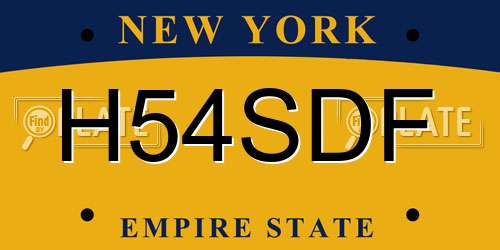 H54SDF New York License Plate