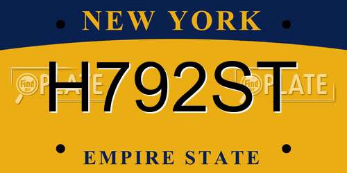 H792ST New York License Plate