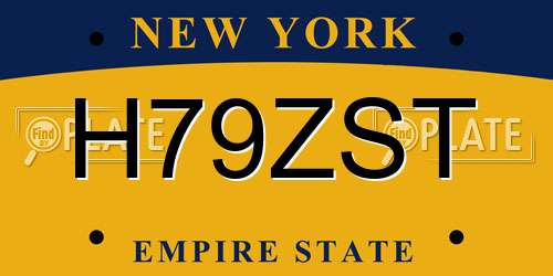 H79ZST New York License Plate