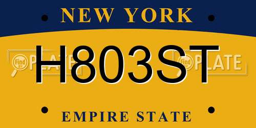H803ST New York License Plate