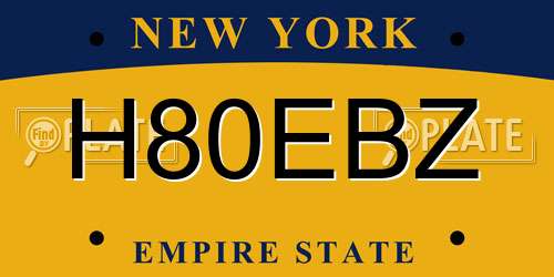 H80EBZ New York License Plate