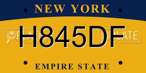H845DF New York License Plate