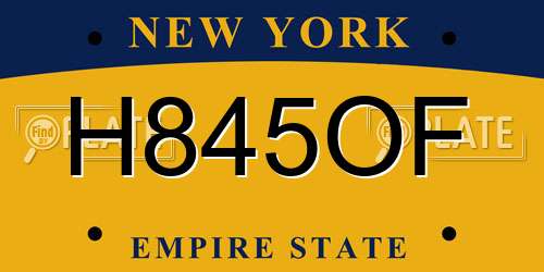 H845OF New York License Plate