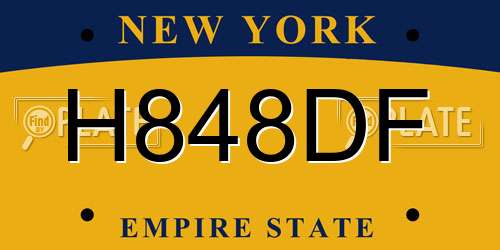 H848DF New York License Plate
