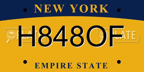 H848OF New York License Plate