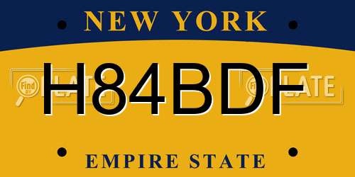 H84BDF New York License Plate