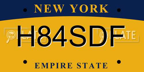 H84SDF New York License Plate