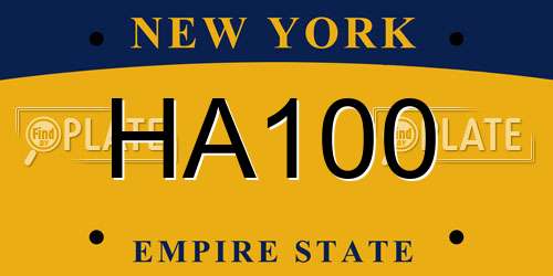 HA100 New York License Plate
