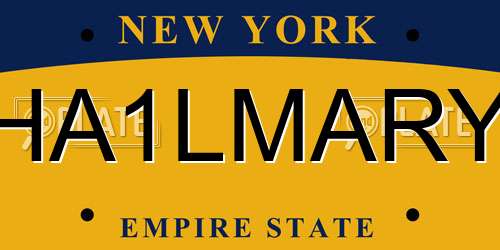 HA1LMARY New York License Plate