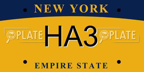 HA3 New York License Plate