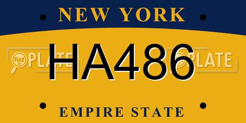HA486 New York License Plate