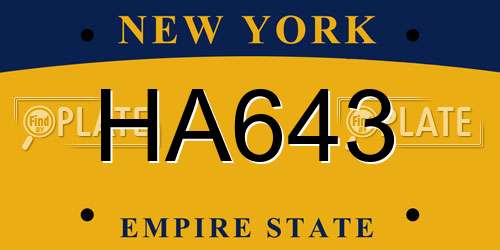 HA643 New York License Plate