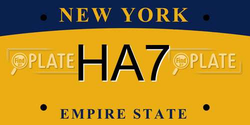 HA7 New York License Plate