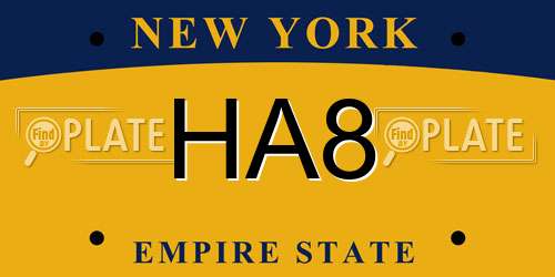 HA8 New York License Plate
