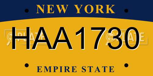 HAA1730 New York License Plate