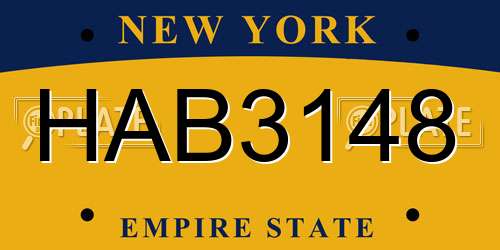 HAB3148 New York License Plate