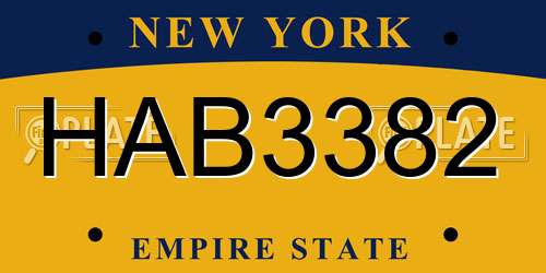 HAB3382 New York License Plate