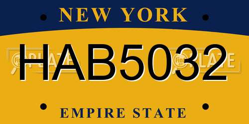 HAB5032 New York License Plate