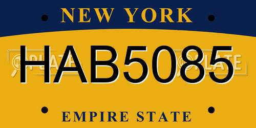 HAB5085 New York License Plate