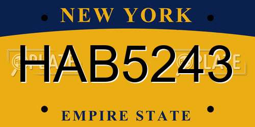 HAB5243 New York License Plate