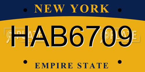 HAB6709 New York License Plate